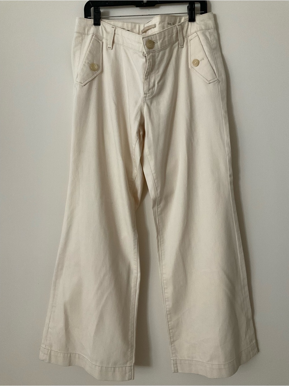 Vintage Y2k 1969 GAP Chino Pant Wide Flare Leg Off White Preppy Organic Cotton